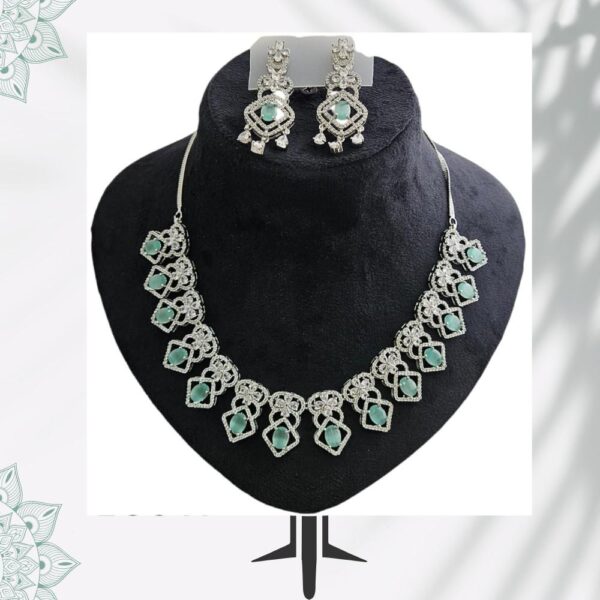 _productphoto1 (6) Green Stone Necklace with Matching Earrings Set